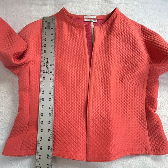 Bernard Zins Paris Womens Feria Quilted Jacket Size 16 Coral Wool Blend Lined - Picture 7 of 7